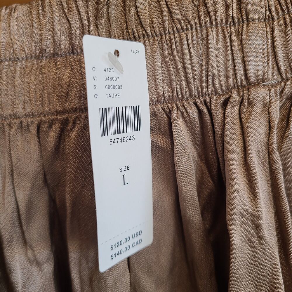 Anthropologie Satin Jogger NWT Cargo Taupe Tina + Jo High Rise L Pull On Pant - Picture 7 of 8